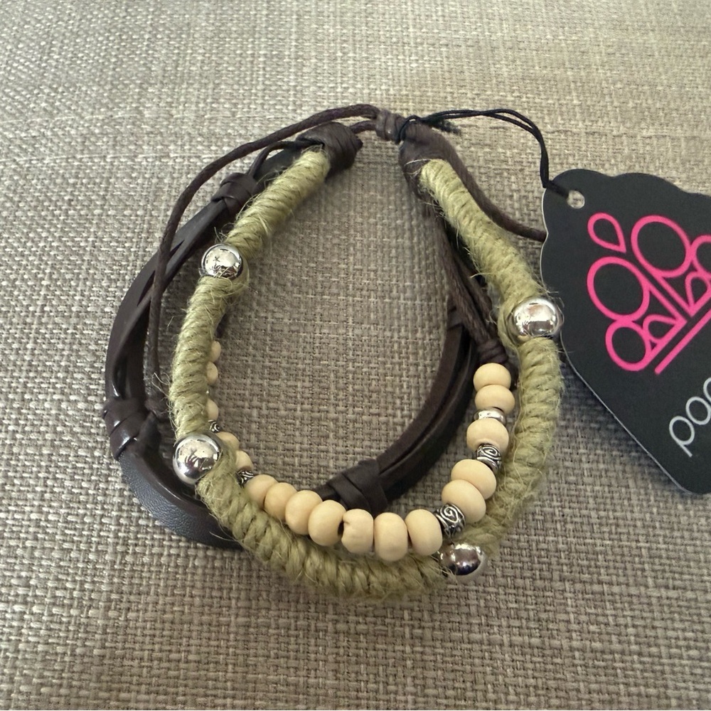 Paparazzi Green and Beige Bracelet Set